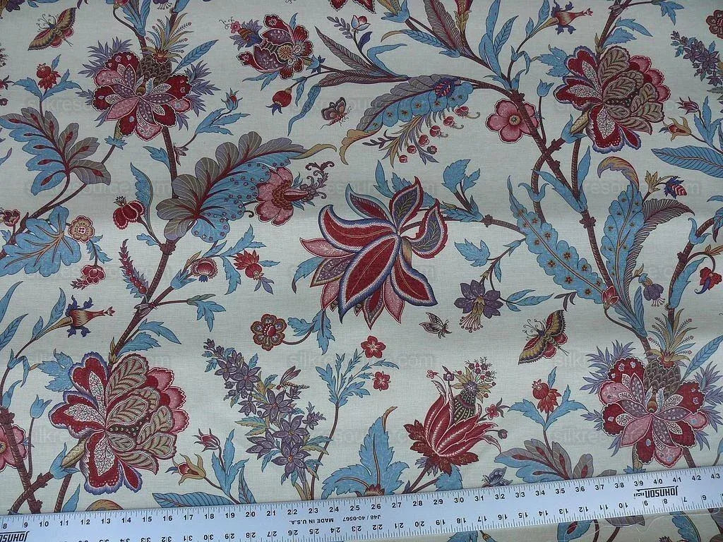 Scalamandre Voyage Indienne Red Aubergine Linen Print MSRP USD 404/Y