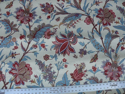 Scalamandre Voyage Indienne Red Aubergine Linen Print MSRP USD 404/Y