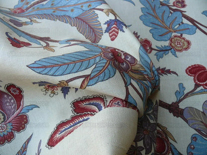 Scalamandre Voyage Indienne Red Aubergine Linen Print MSRP USD 404/Y