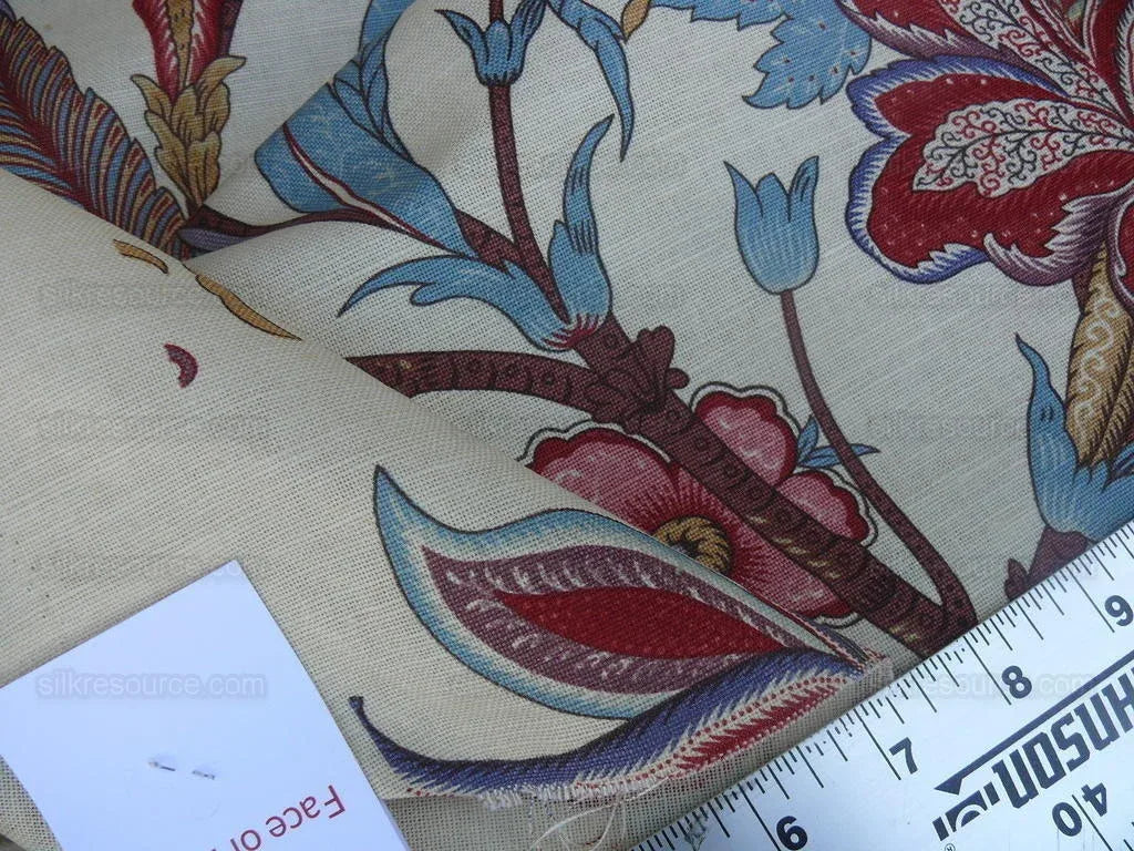 Scalamandre Voyage Indienne Red Aubergine Linen Print MSRP USD 404/Y