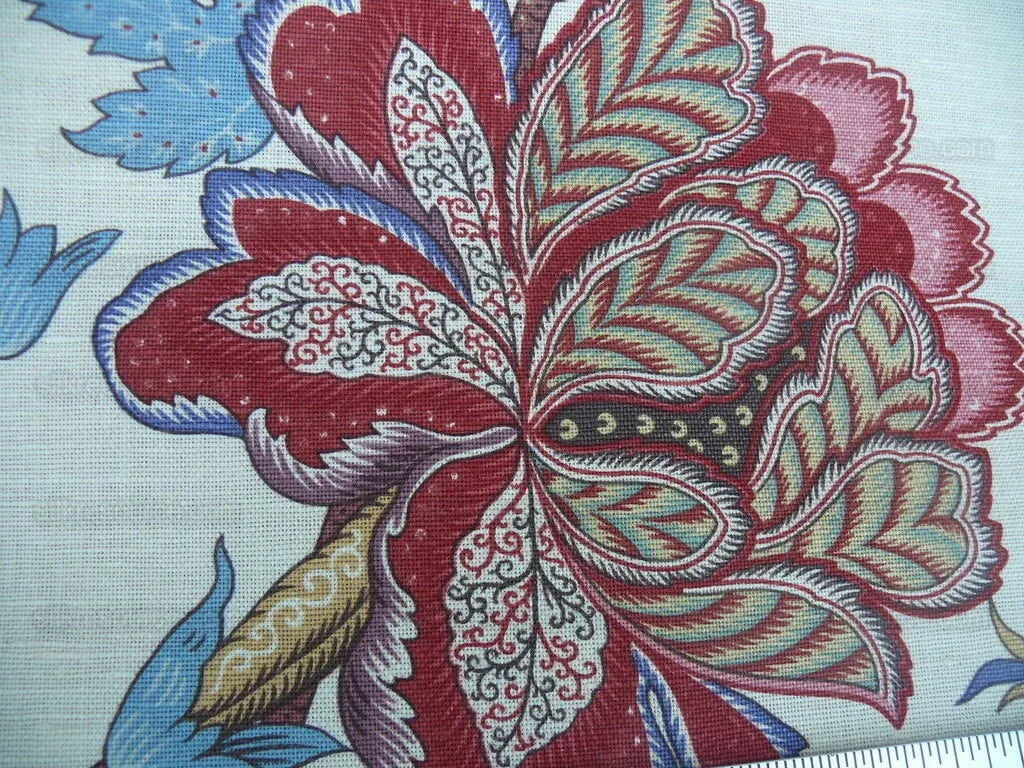 Scalamandre Voyage Indienne Red Aubergine Linen Print MSRP USD 404/Y