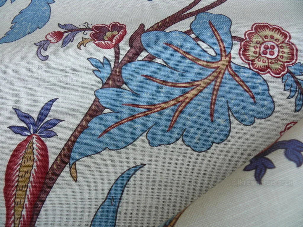 Scalamandre Voyage Indienne Red Aubergine Linen Print MSRP USD 404/Y