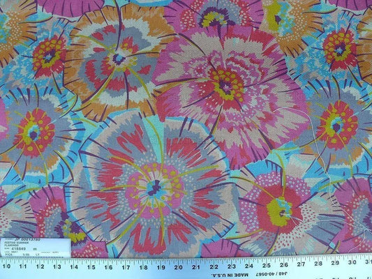 Old World Weavers Festive Summer Flamingo Pink Blue Orange Linen Royal Hippie Flower Power 1960s