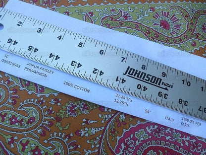 Scalamandre Jaipur Paisley Cotton Satin Persimmon Pink Italy MSRP USD 199/y