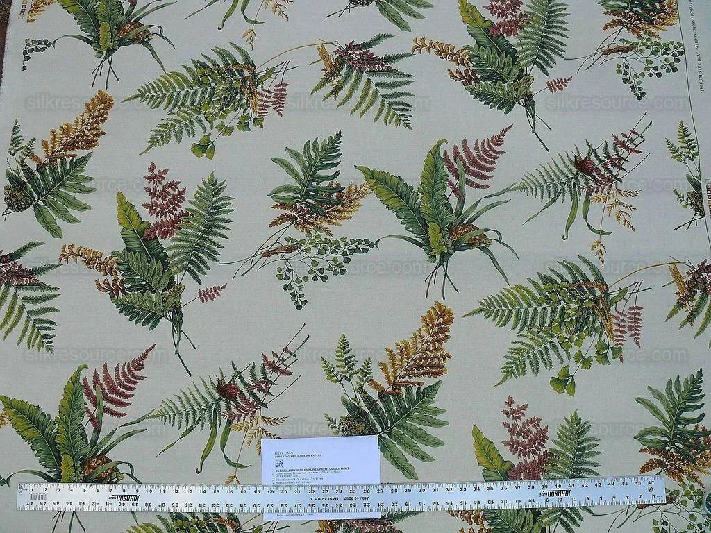 Scalamandre Felce Linen Fern Turtle Dragonfly Newt Wildlife Forest on MSRP USD 340/Y