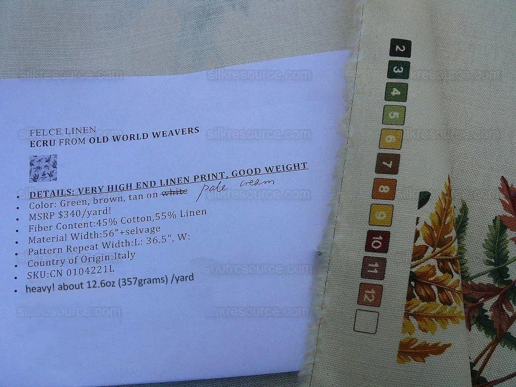 Scalamandre Felce Linen Fern Turtle Dragonfly Newt Wildlife Forest on MSRP USD 340/Y