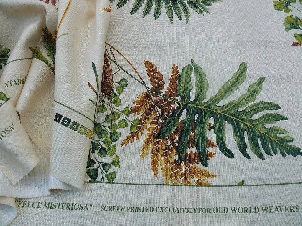 Scalamandre Felce Linen Fern Turtle Dragonfly Newt Wildlife Forest on MSRP USD 340/Y