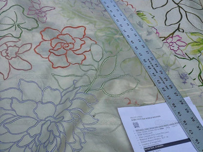 Scalamandre Fantasy Garden Cream Rose Lavender Blue Pink Silk Print Embroidery MSRP USD 342/Y