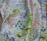 SCALAMANDRE FANTASY GARDEN SILK PRINT EMBROIDERY MSRP$342/Y