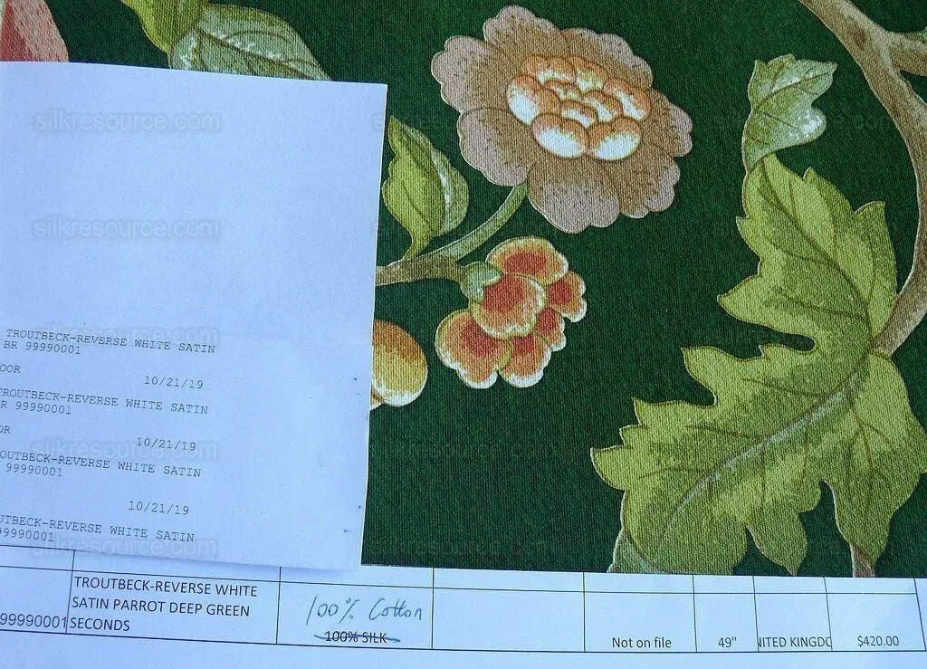 Scalamandre Old World Weavers Troutbeck Parrot Kanchou Tropical Bird in Tree of Life Peony Deep Green Spectacular MSRP USD420/Y