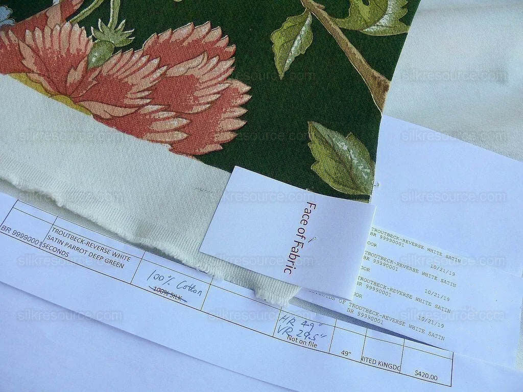 Scalamandre Old World Weavers Troutbeck Parrot Kanchou Tropical Bird in Tree of Life Peony Deep Green Spectacular MSRP USD420/Y