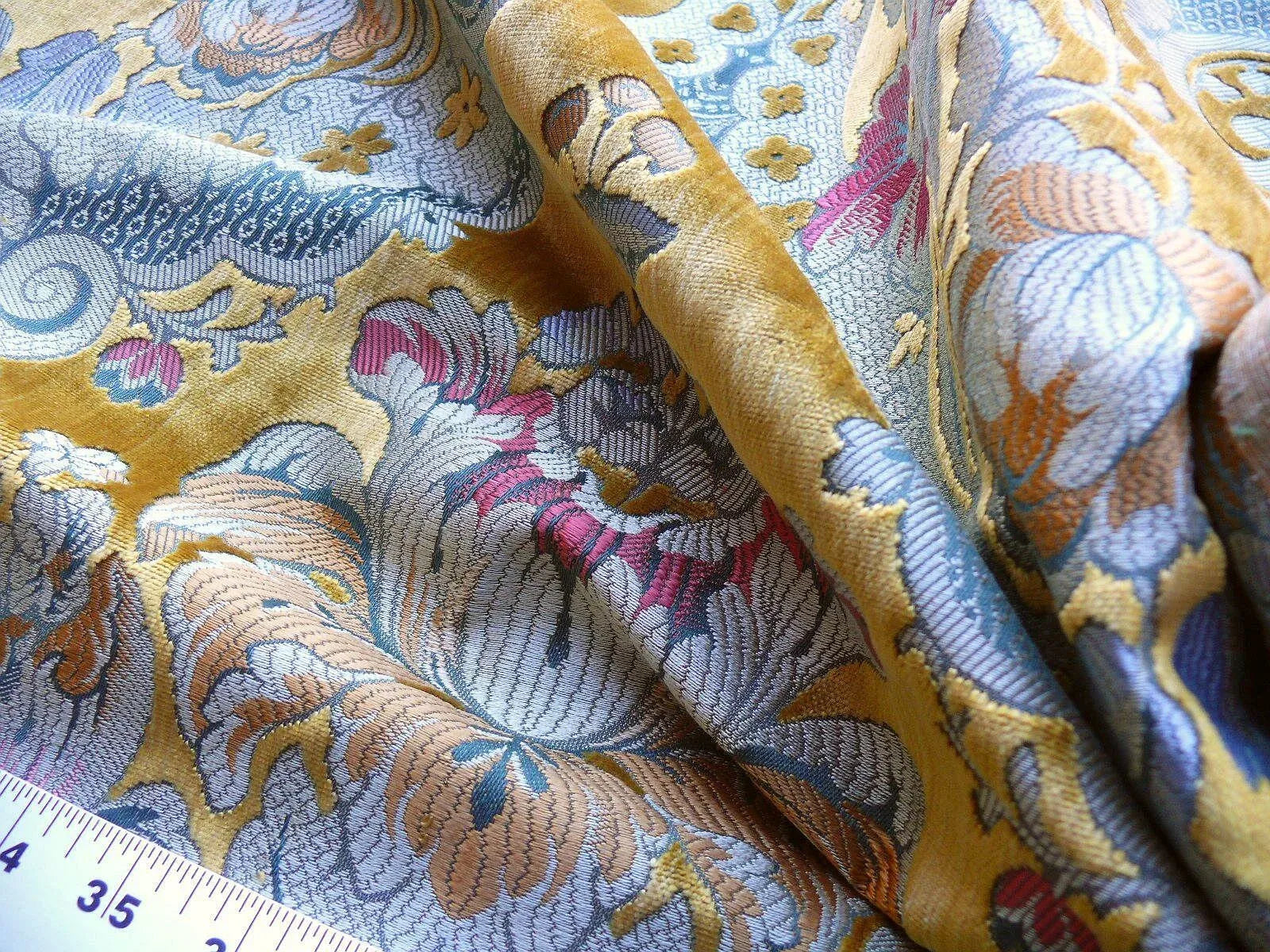SCALAMANDRE OLD WORLD WEAVERS TOSCA SILK VELVET GOLD ROSE RT$956