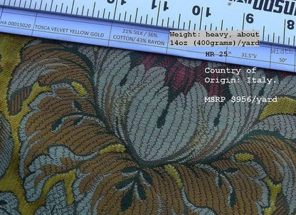 Scalamandre Old World Weavers Tosca Silk Velvet Gold Rose Rt$956