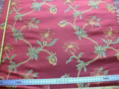 By Yd Scalamandre Caserta Silk Lampas Red Pom LiliesMSRP USD 496/y
