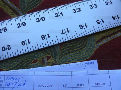 By Yd Scalamandre Caserta Silk Lampas Red Pom LiliesMSRP USD 496/y