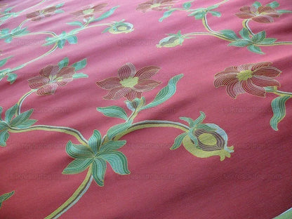 By Yd Scalamandre Caserta Silk Lampas Red Pom LiliesMSRP USD 496/y