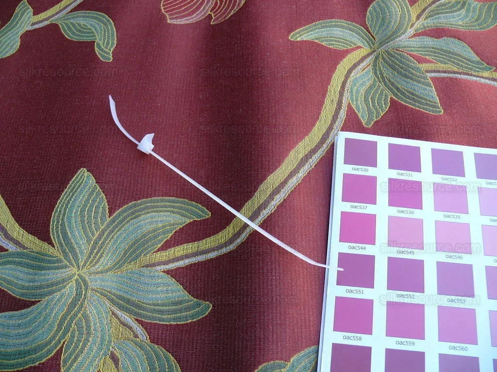 By Yd Scalamandre Caserta Silk Lampas Red Pom LiliesMSRP USD 496/y