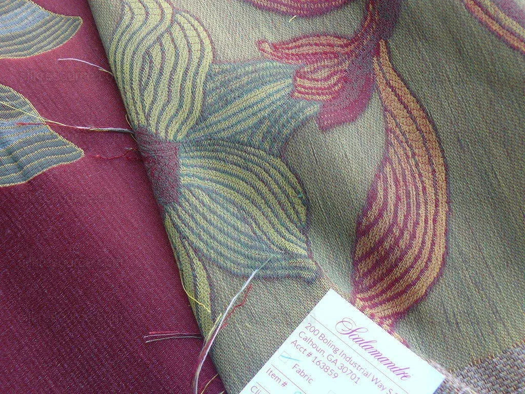 By Yd Scalamandre Caserta Silk Lampas Red Pom LiliesMSRP USD 496/y