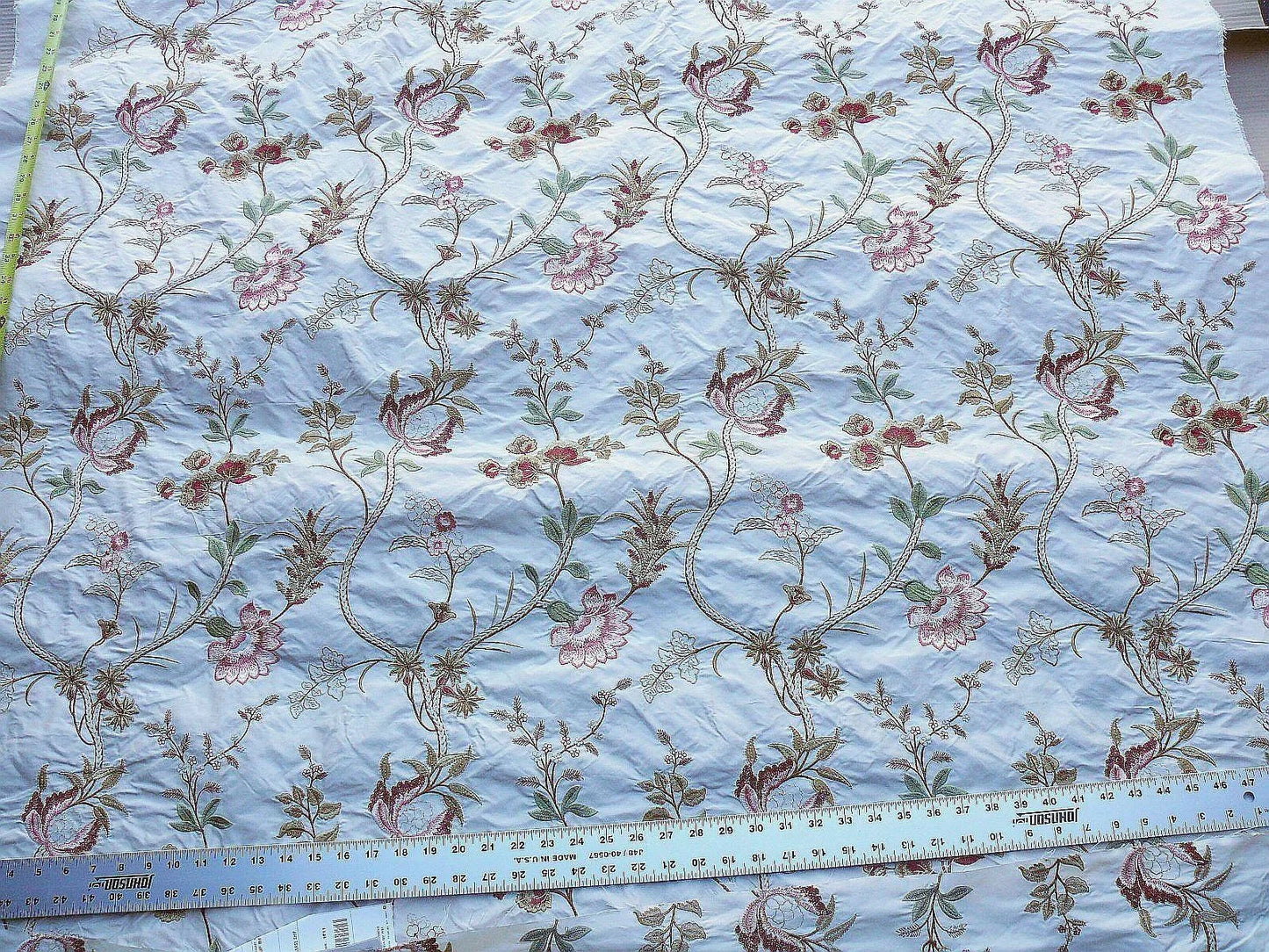 OLD WORLD WEAVERS MITALI PETAL PINK on CREAEM BROIDERY SILK TAFF