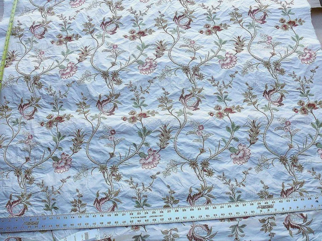 Old World Weavers Mitali Petal Pink On Cream Embroidery Silk Taffetta MSRP USD 348/Y