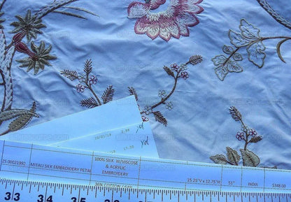 Old World Weavers Mitali Petal Pink On Cream Embroidery Silk Taffetta MSRP USD 348/Y