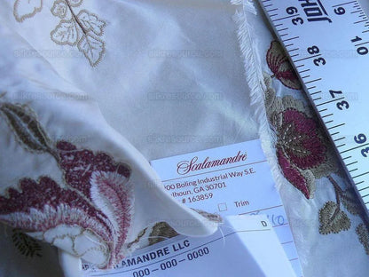 Old World Weavers Mitali Petal Pink On Cream Embroidery Silk Taffetta MSRP USD 348/Y