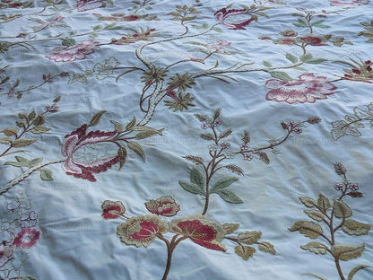 Old World Weavers Mitali Petal Pink On Cream Embroidery Silk Taffetta MSRP USD 348/Y