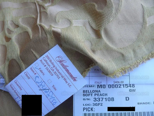 0.6Y Old World Weavers Scalamandre Bellona Soft Peach Gold Thick Renaissance Silk Damask MSRP USD406/y