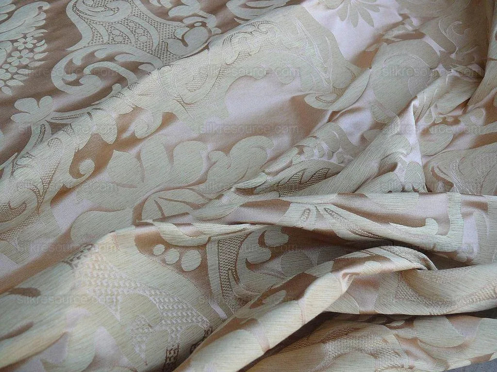 0.6Y Old World Weavers Scalamandre Bellona Soft Peach Gold Thick Renaissance Silk Damask MSRP USD406/y