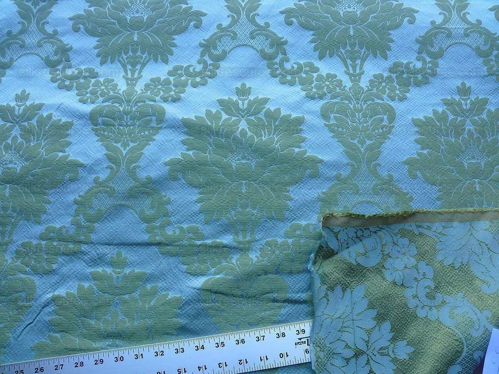 Scalamandre Fornarina Celadon Blue Green 100% Silk Damask Rt$648