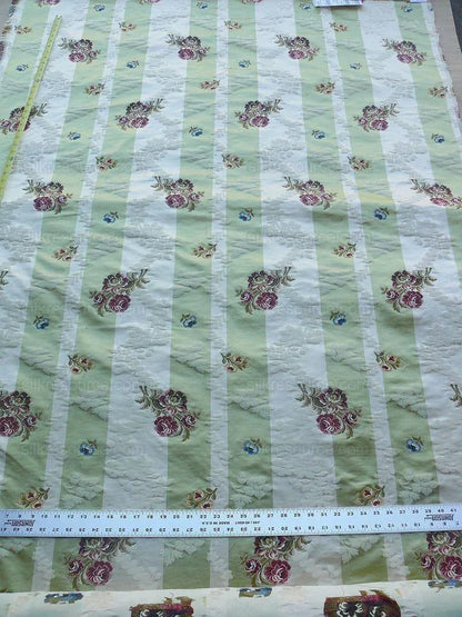 By Yd Old World Weavers Stromboli Italy Silk Lampas Green Red Flower MSRP USD 728/Y