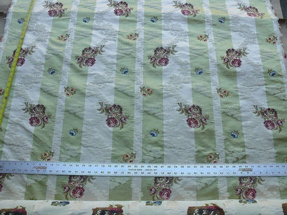 By Yd Old World Weavers Stromboli Italy Silk Lampas Green Red Flower MSRP USD 728/Y