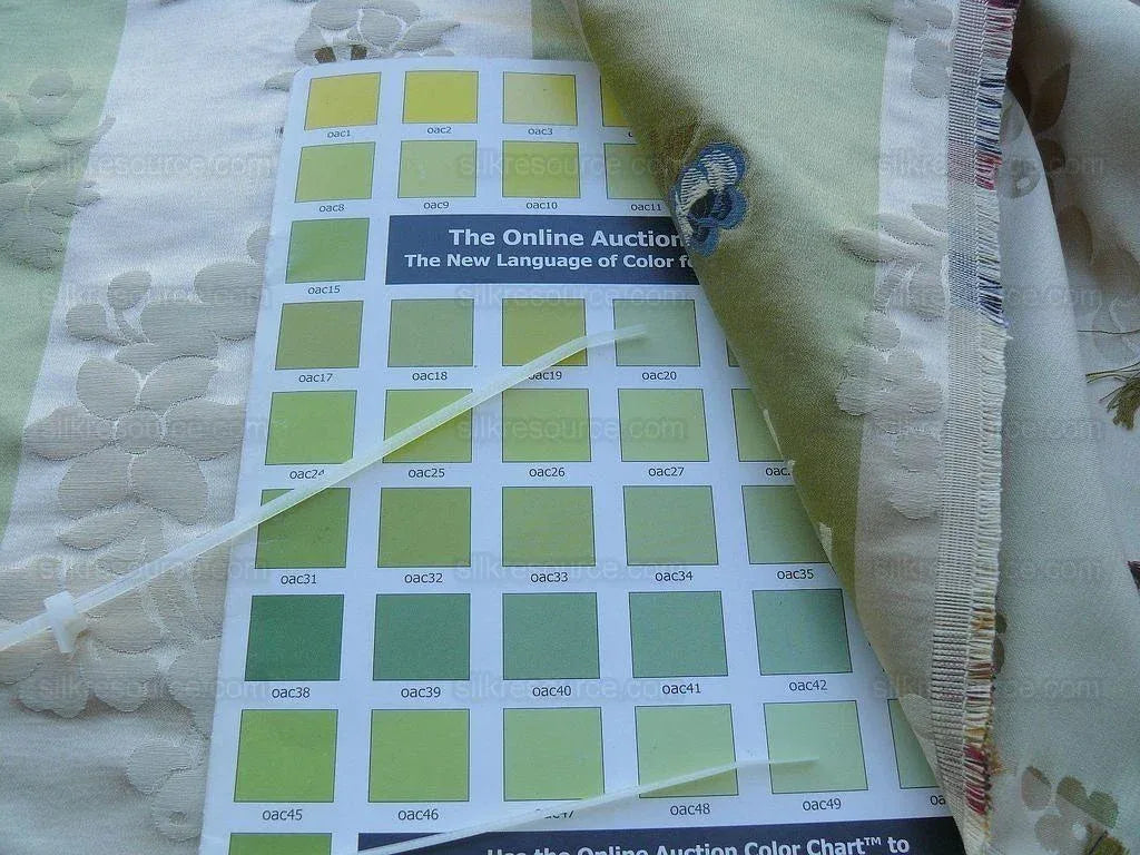 By Yd Old World Weavers Stromboli Italy Silk Lampas Green Red Flower MSRP USD 728/Y