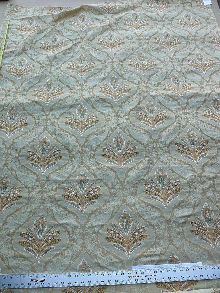 Old World Weavers Darani Silk Damask+embroidery Seasand Gold MSRP USD 436/Y