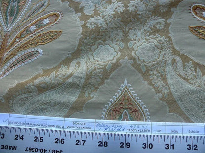 Old World Weavers Darani Silk Damask+embroidery Seasand Gold MSRP USD 436/Y