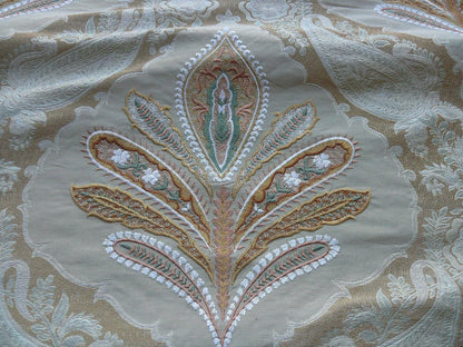 OLD WORLD WEAVERS DARANI SILK DAMASK+EMBROIDERY SEASAND GOLD MSR