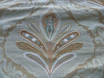 Old World Weavers Darani Silk Damask+embroidery Seasand Gold MSRP USD 436/Y