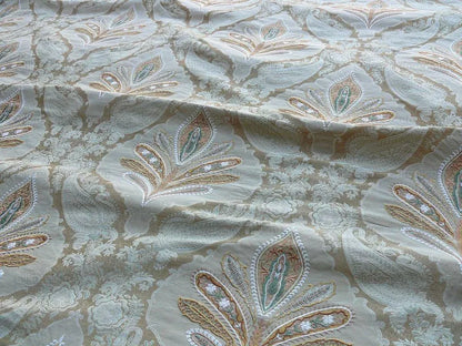 Old World Weavers Darani Silk Damask+embroidery Seasand Gold MSRP USD 436/Y