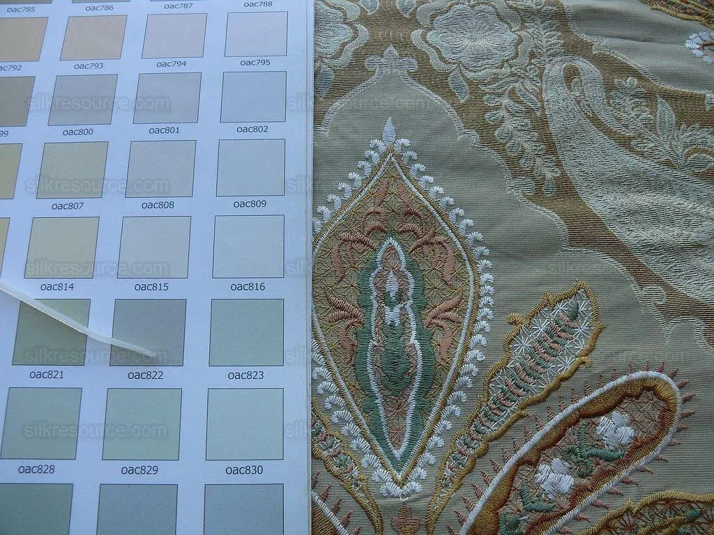 Old World Weavers Darani Silk Damask+embroidery Seasand Gold MSRP USD 436/Y