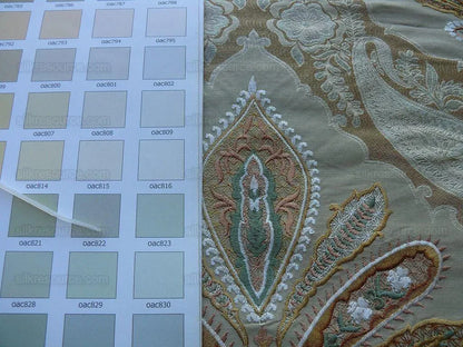 Old World Weavers Darani Silk Damask+embroidery Seasand Gold MSRP USD 436/Y