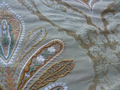 Old World Weavers Darani Silk Damask+embroidery Seasand Gold MSRP USD 436/Y