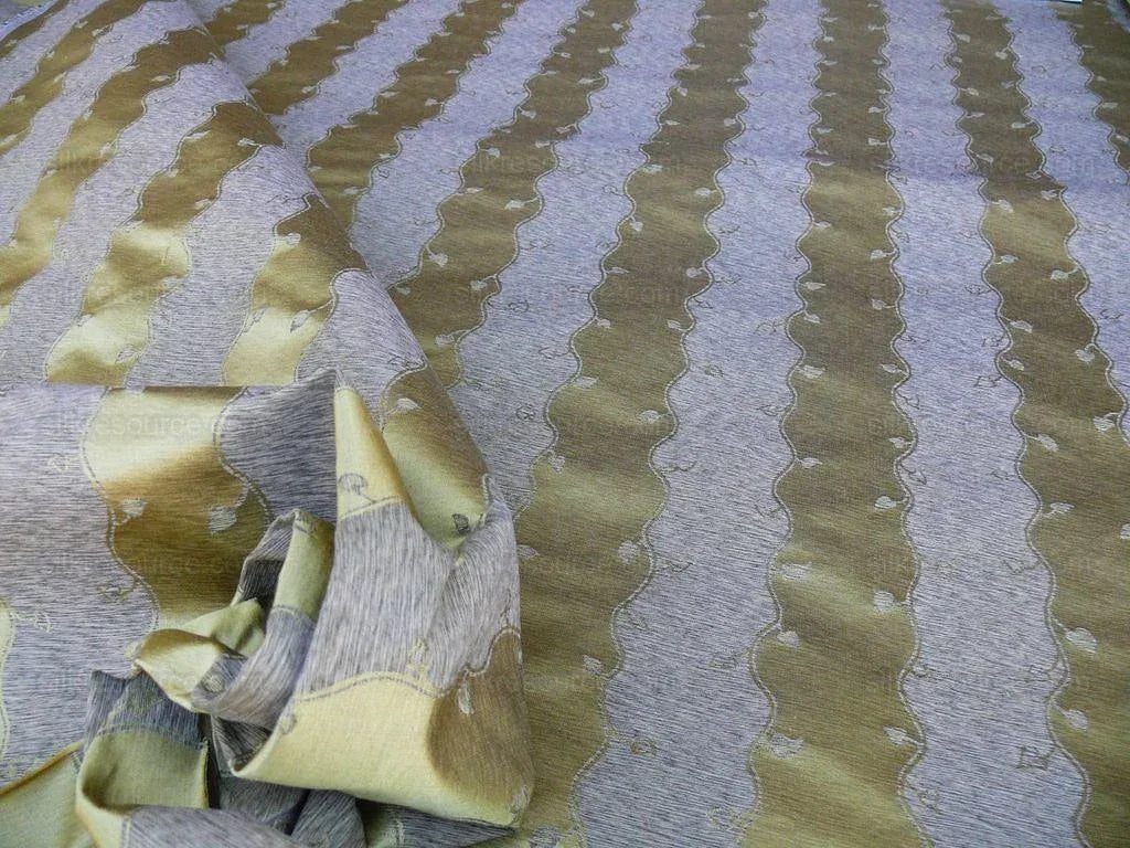 Bty Old World Weavers Silk Leaves Stripe Gold Foliage MSRP USD216/y