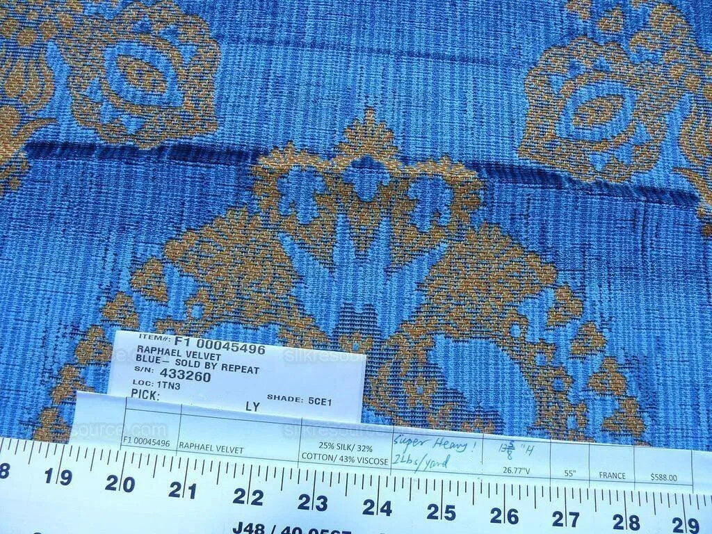 Scalamandre Old World Weavers Silk Raphael Velvet Blue MSRP USD 588/Y