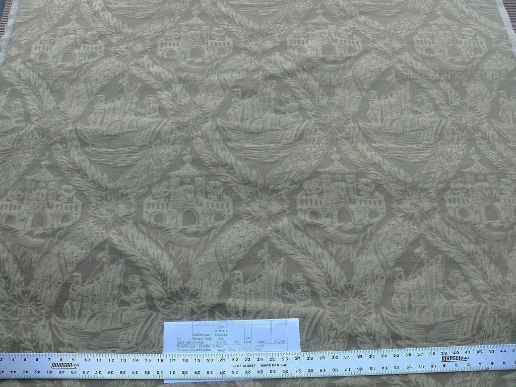 5.75+3y Old World Weavers Giasone Bronze Silk Damask Nautical