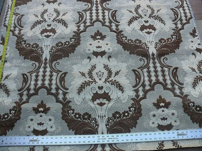2Y SCALAMANDRE LACERTA DAMASK CUT VELVET CHOCOLATE CREAM MSRP512