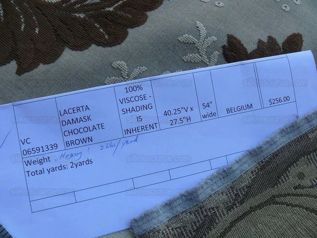 BY Yard Scalamandre Lacerta Damask Cut Velvet Chocolate Cream MSRP USD 512