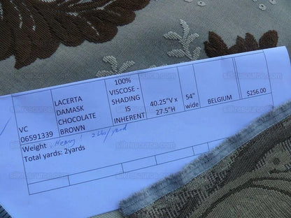 BY Yard Scalamandre Lacerta Damask Cut Velvet Chocolate Cream MSRP USD 512