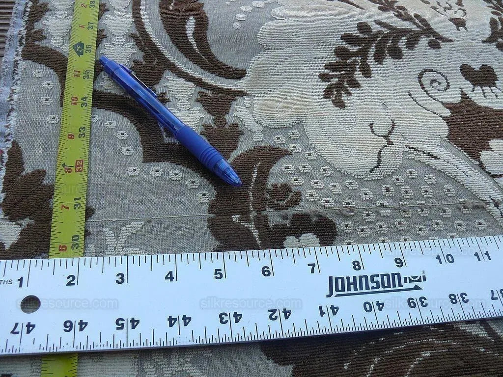 BY Yard Scalamandre Lacerta Damask Cut Velvet Chocolate Cream MSRP USD 512