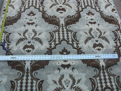 BY Yard Scalamandre Lacerta Damask Cut Velvet Chocolate Cream MSRP USD 512