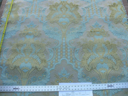 SCALAMANDRE LACERTA DAMASK CUT VELVET AQUA CHARTREUSE MSRP$256/Y